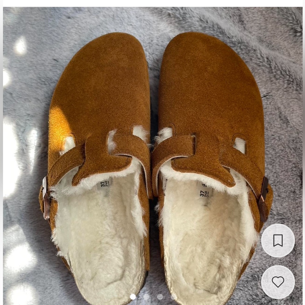 Birkenstock boston shearling suede fur lining! Size 6-6.5
